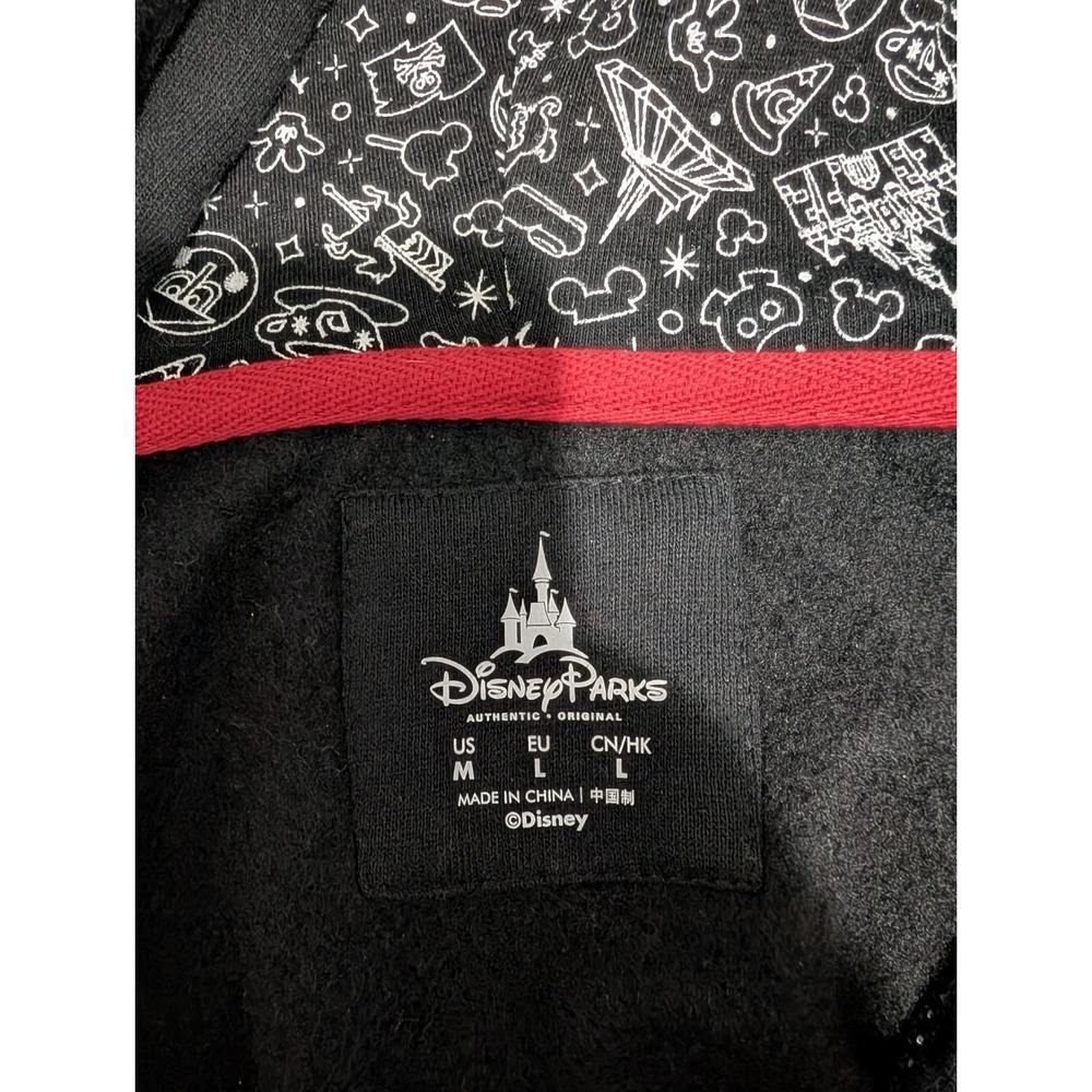 Disney Parks MICKEY MOUSE Hoodie Jacket Men's Medium Ears Pockets Blk/Red NWT - Picture 6 of 10